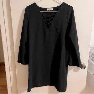 NWOT Cream & sugar size medium black bell sleeve cut out dress